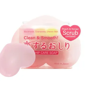 ペリカン石鹸 Exfoliating Body Bar for Dead Skin for Women & Men, Scrub Soap Bar with Peach Seed Powder, Fermented Rose Honey & Fruit Acids for Butt & Body, from Japan, Peach Scent, 2.82 Oz