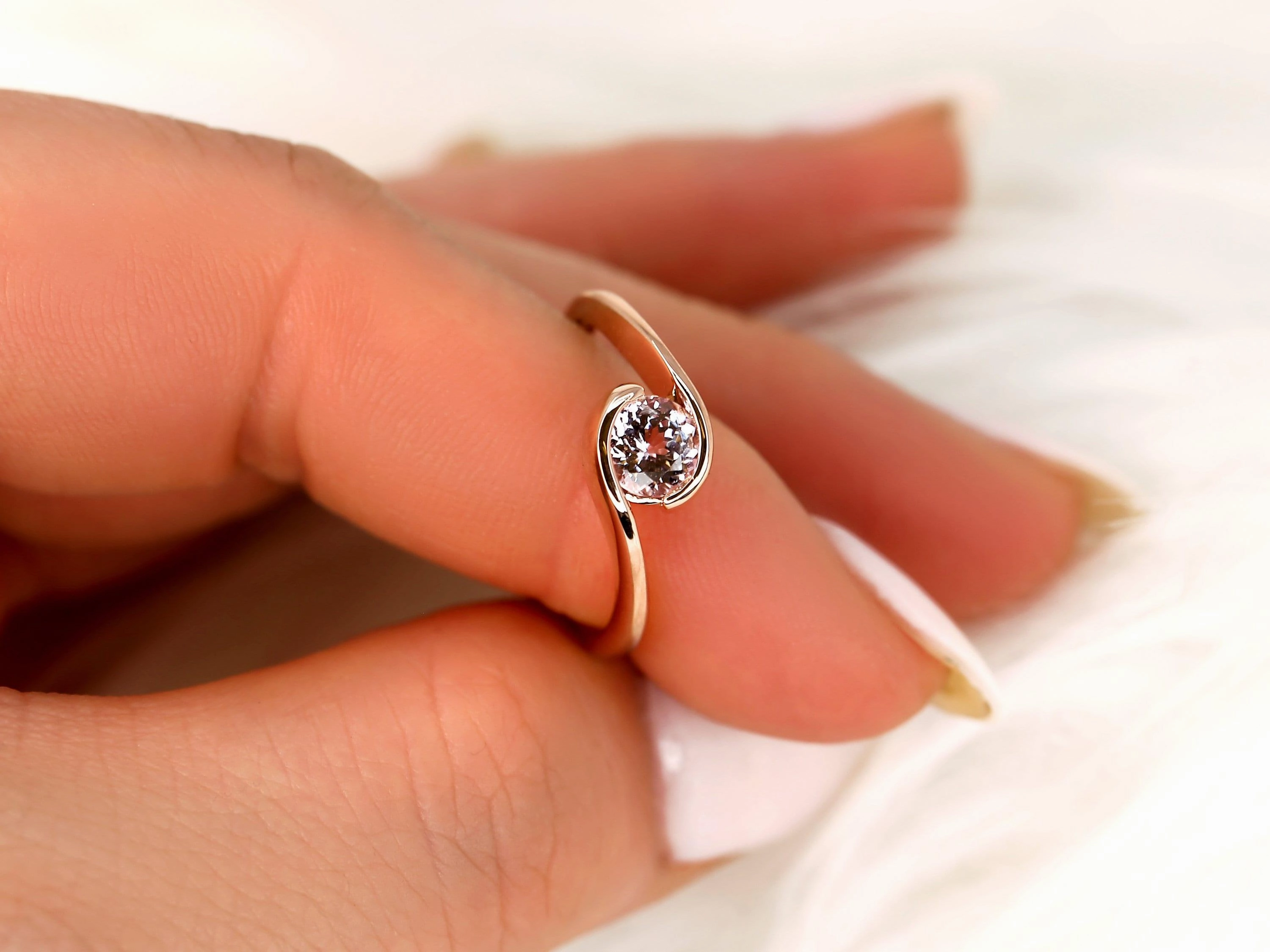 0.76ct Petite Vadim 14kt Rose Gold Blush Sapphire Bypass Ring