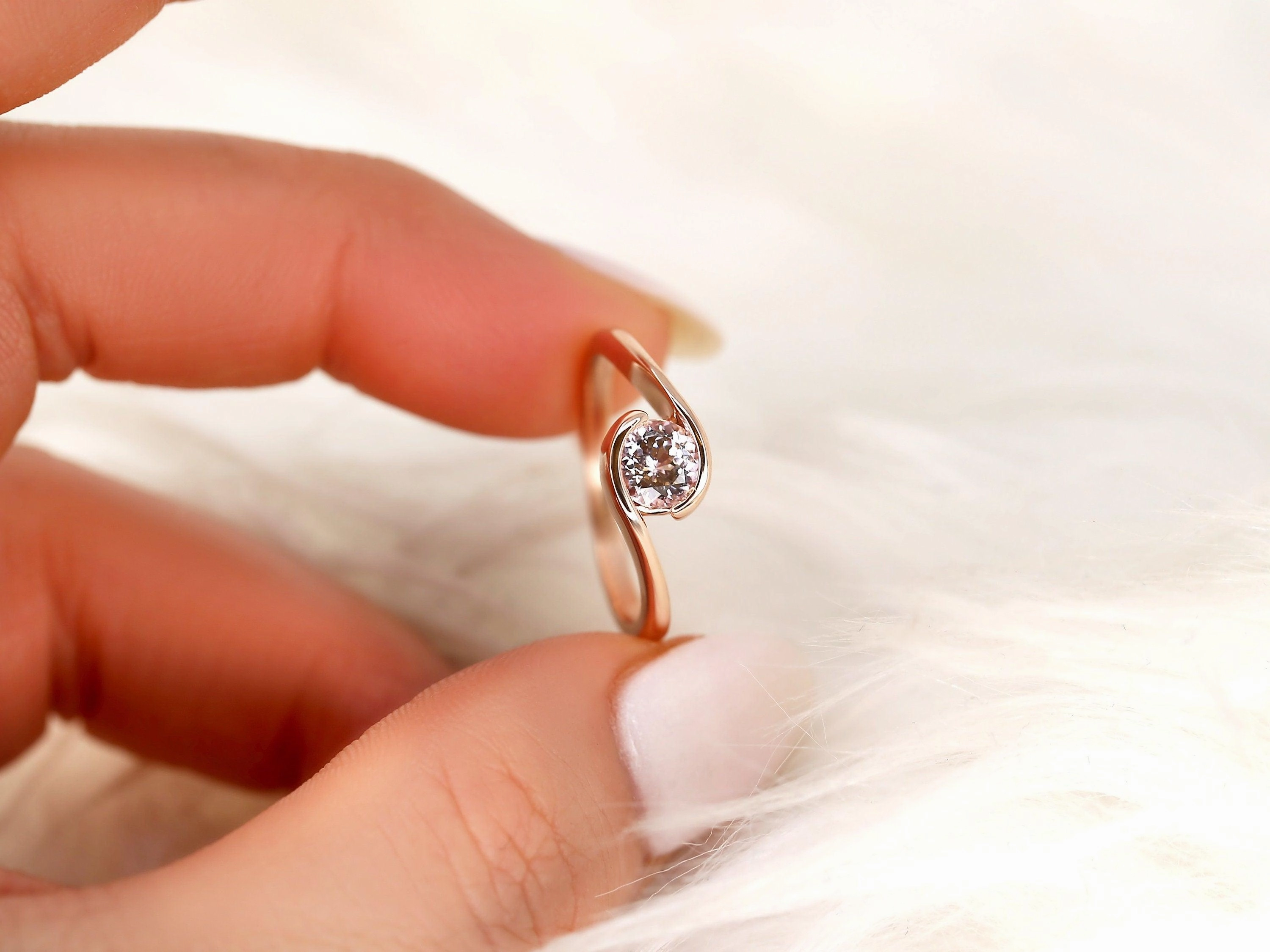 0.76ct Petite Vadim 14kt Rose Gold Blush Sapphire Bypass Ring
