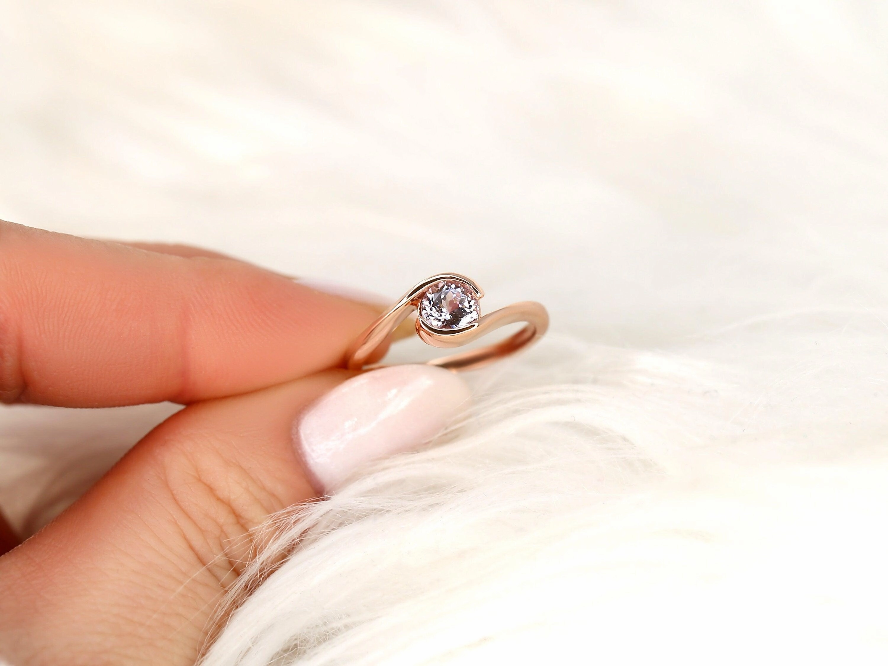 0.76ct Petite Vadim 14kt Rose Gold Blush Sapphire Bypass Ring