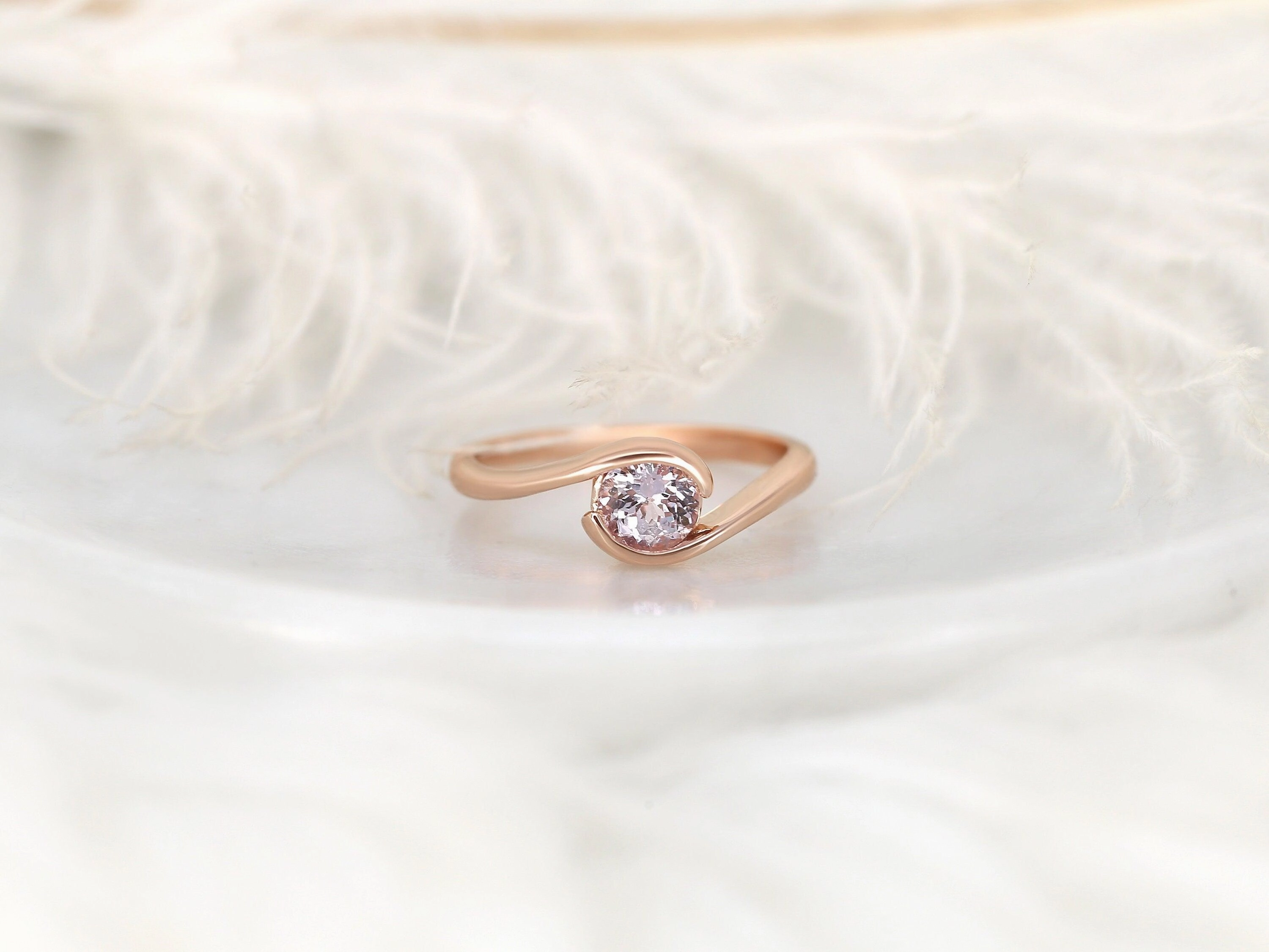 0.76ct Petite Vadim 14kt Rose Gold Blush Sapphire Bypass Ring