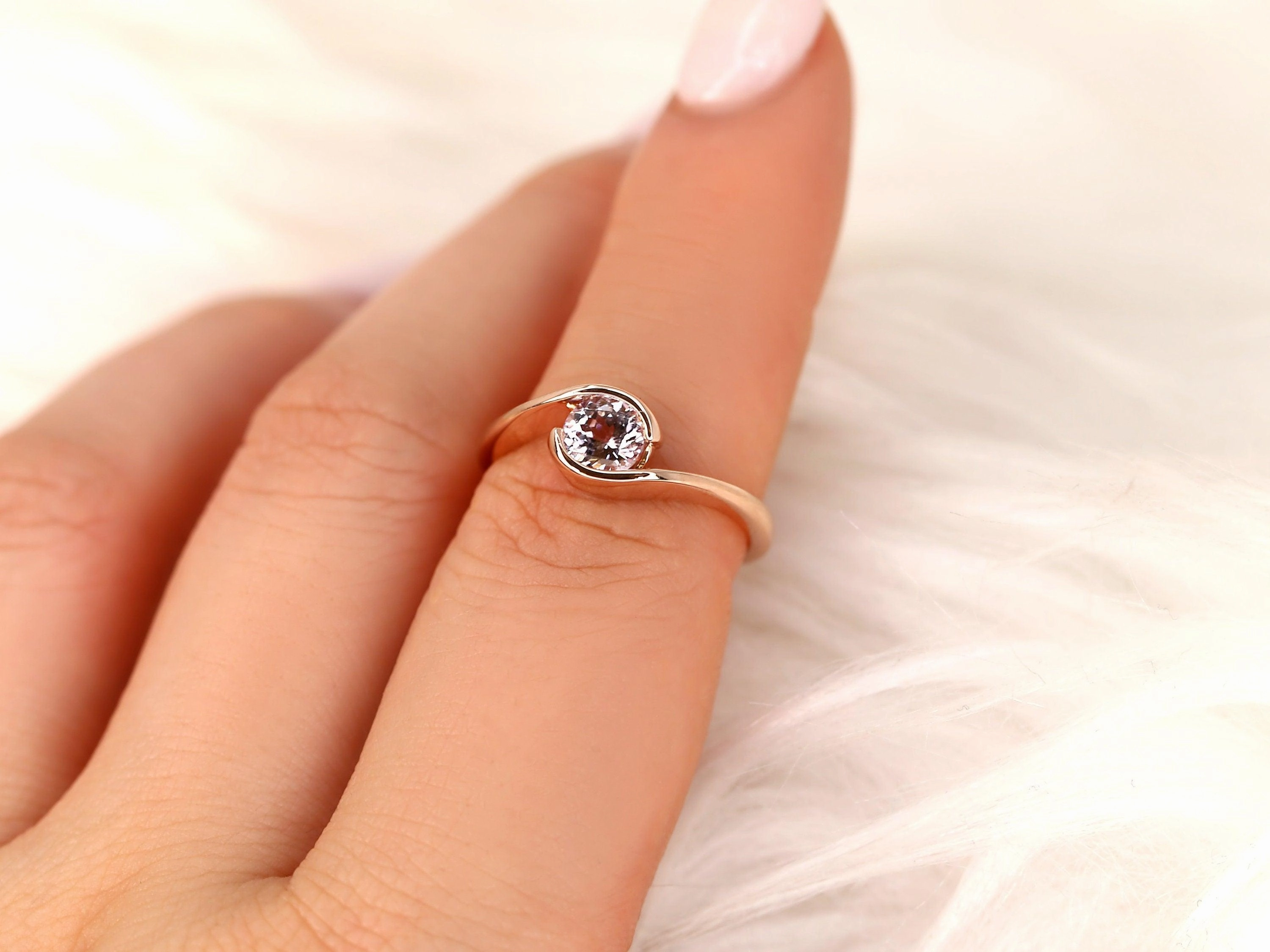 0.76ct Petite Vadim 14kt Rose Gold Blush Sapphire Bypass Ring