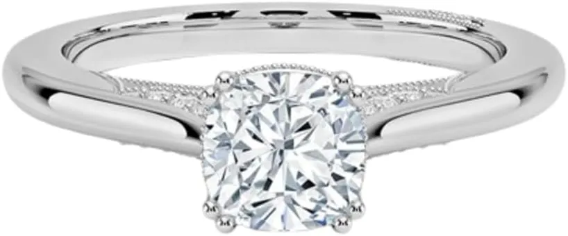 1-3 Carat Cushion Cut Solitaire VVS1 Colorless Moissanite Engagement & Promise Ring for Women, Bridal Set in 10K 14K 18K Solid Gold & 925 Sterling Silver