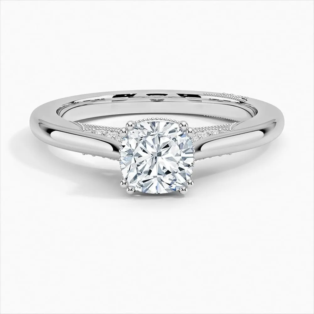 1-3 Carat Cushion Cut Solitaire VVS1 Colorless Moissanite Engagement & Promise Ring for Women, Bridal Set in 10K 14K 18K Solid Gold & 925 Sterling Silver
