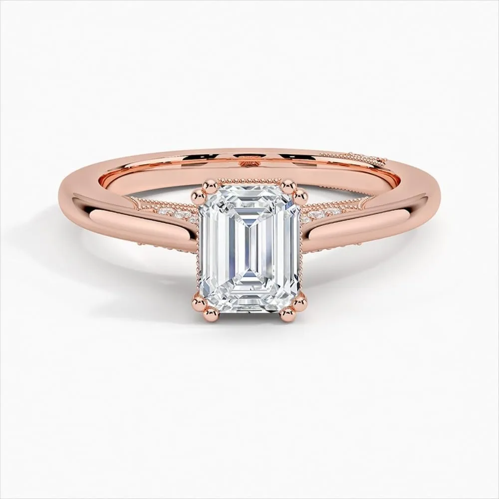 1-3 Carat Emerald Cut Solitaire VVS1 Colorless Moissanite Engagement & Promise Ring for Women, Bridal Set in 10K 14K 18K Solid Gold & 925 Sterling Silver