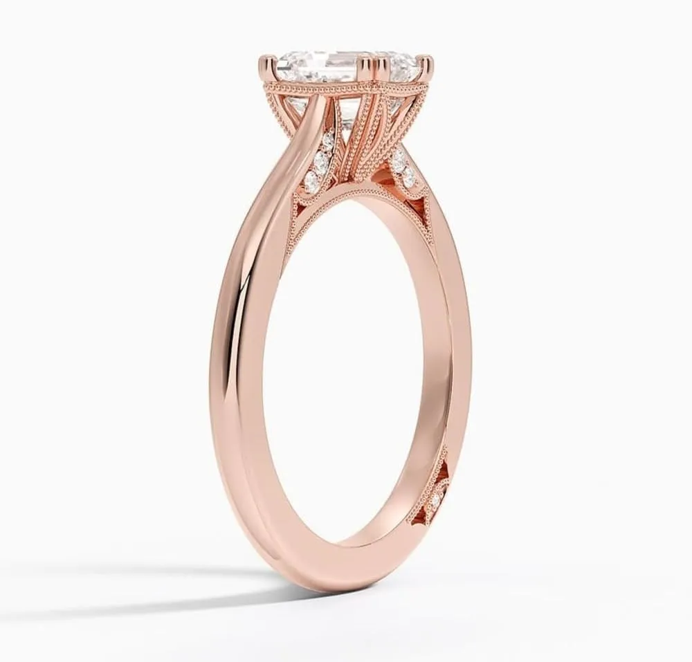 1-3 Carat Emerald Cut Solitaire VVS1 Colorless Moissanite Engagement & Promise Ring for Women, Bridal Set in 10K 14K 18K Solid Gold & 925 Sterling Silver