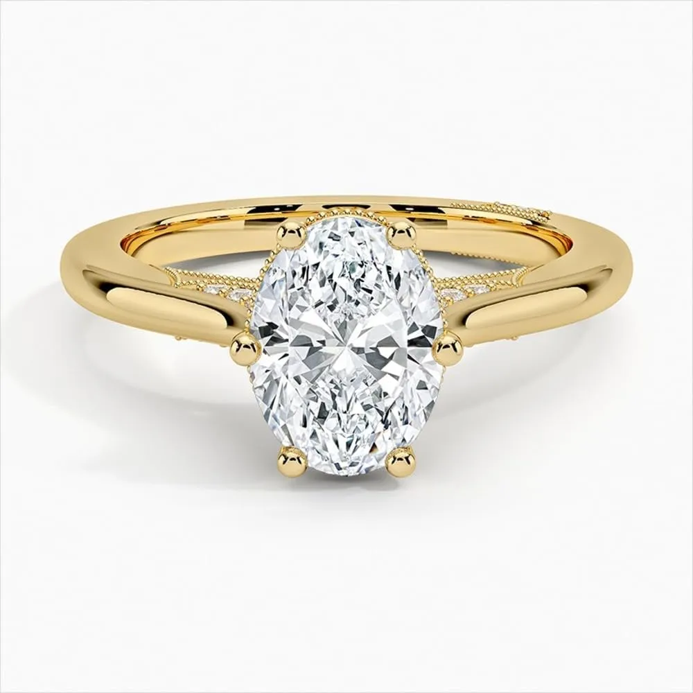 1-3 Carat Oval Cut Solitaire VVS1 Colorless Moissanite Engagement & Promise Ring for Women, Bridal Set in 10K 14K 18K Solid Gold & 925 Sterling Silver