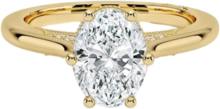 1-3 Carat Oval Cut Solitaire VVS1 Colorless Moissanite Engagement & Promise Ring for Women, Bridal Set in 10K 14K 18K Solid Gold & 925 Sterling Silver
