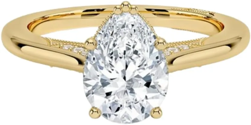 1-3 Carat Pear Cut Solitaire VVS1 Colorless Moissanite Engagement & Promise Ring for Women, Bridal Set in 10K 14K 18K Solid Gold & 925 Sterling Silver