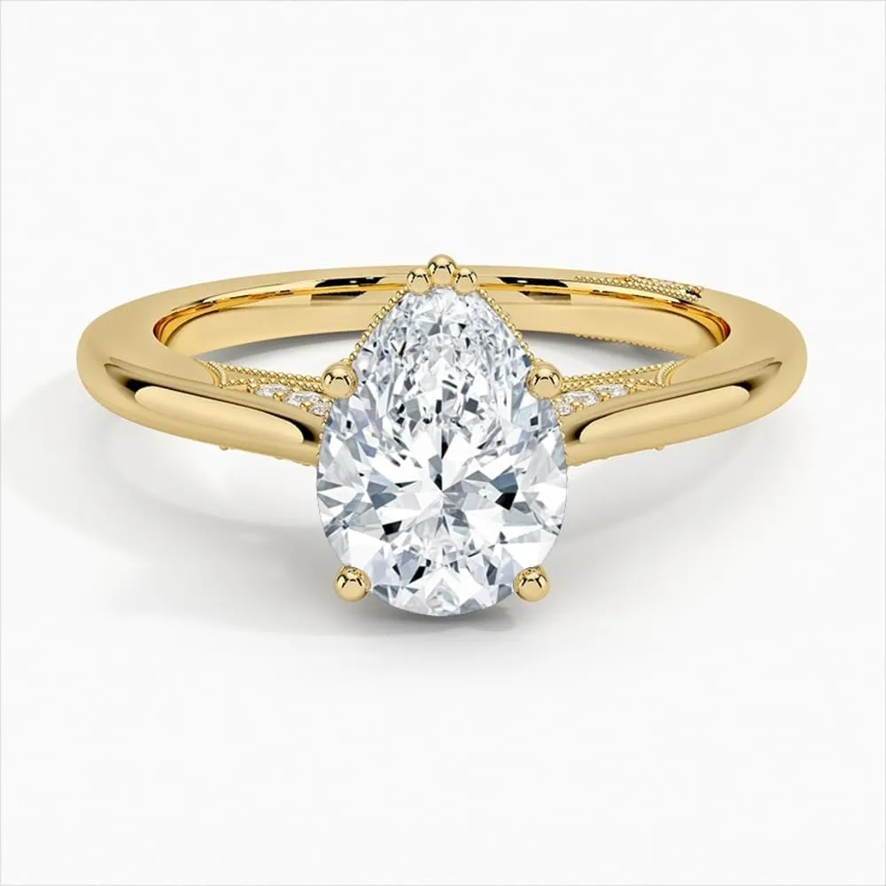 1-3 Carat Pear Cut Solitaire VVS1 Colorless Moissanite Engagement & Promise Ring for Women, Bridal Set in 10K 14K 18K Solid Gold & 925 Sterling Silver