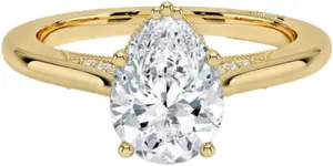 1-3 Carat Pear Cut Solitaire VVS1 Colorless Moissanite Engagement & Promise Ring for Women, Bridal Set in 10K 14K 18K Solid Gold & 925 Sterling Silver