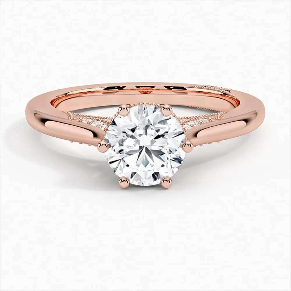 1-3 Carat Round Cut Solitaire VVS1 Colorless Moissanite Engagement & Promise Ring for Women, Bridal Set in 10K 14K 18K Solid Gold & 925 Sterling Silver
