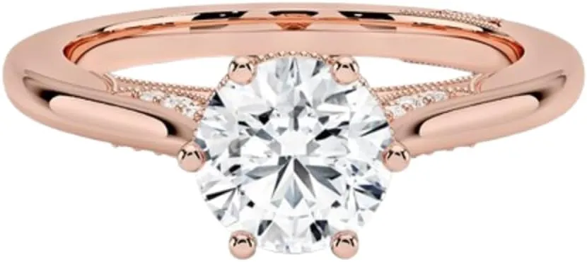 1-3 Carat Round Cut Solitaire VVS1 Colorless Moissanite Engagement & Promise Ring for Women, Bridal Set in 10K 14K 18K Solid Gold & 925 Sterling Silver