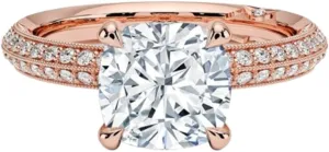 1 Carat-3 Carat Cushion Vintage Halo VVS1 Colorless Moissanite Engagement & Promise Ring for Women, Tacori Bridal Set in 10K 14K 18K Solid Gold & 925 Sterling Silver