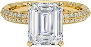 1 Carat-3 Carat Emerald Vintage Halo VVS1 Colorless Moissanite Engagement & Promise Ring for Women, Tacori Bridal Set in 10K 14K 18K Solid Gold & 925 Sterling Silver