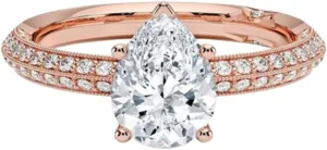 1 Carat-3 Carat Pear Vintage Halo VVS1 Colorless Moissanite Engagement & Promise Ring for Women, Tacori Bridal Set in 10K 14K 18K Solid Gold & 925 Sterling Silver