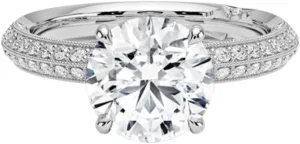 1 Carat-3 Carat Round Vintage Halo VVS1 Colorless Moissanite Engagement & Promise Ring for Women, Tacori Bridal Set in 10K 14K 18K Solid Gold & 925 Sterling Silver
