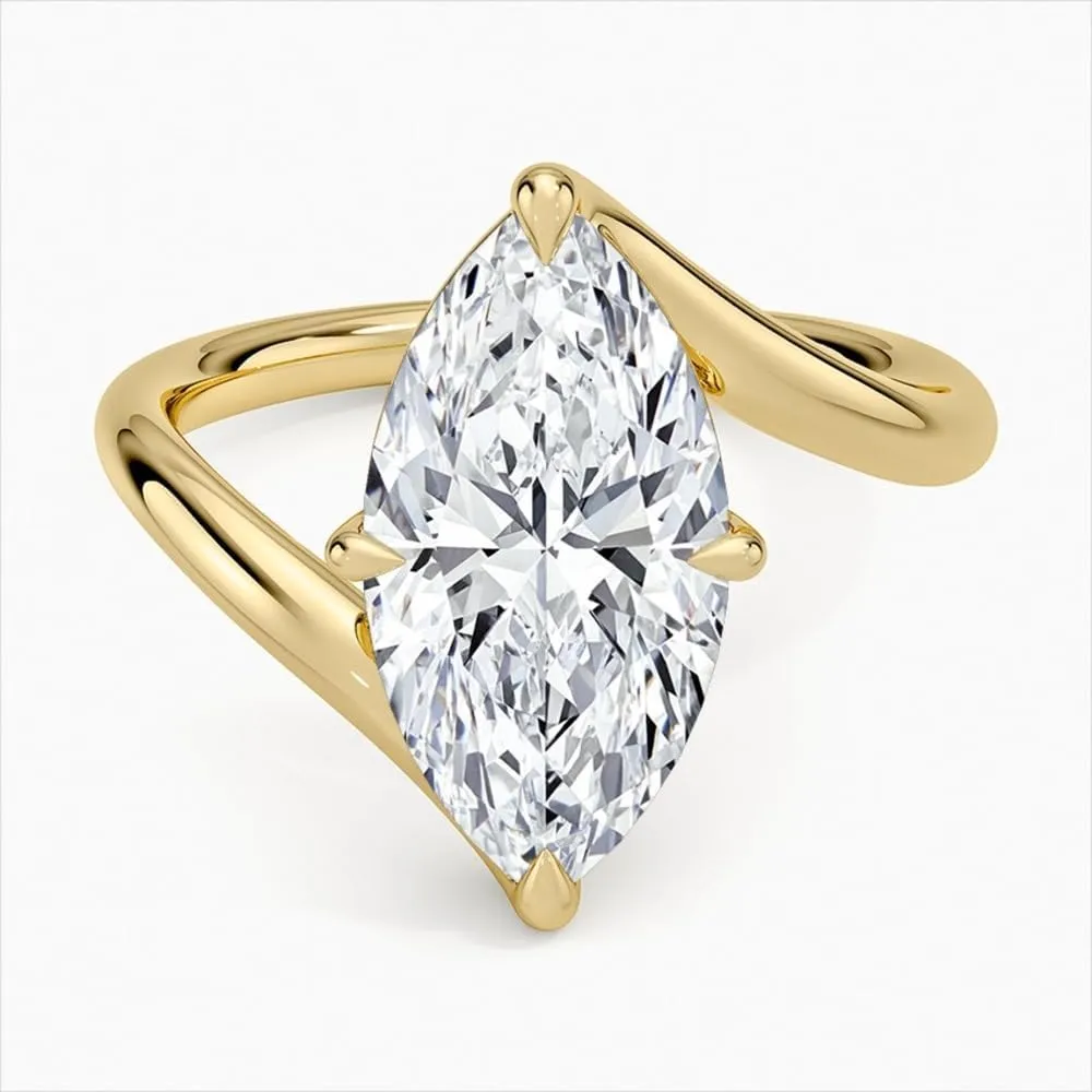 1 CT-5 CT Moissanite Ring Colorless 10K 14K 18K Solid Gold & 925 Sterling Silver Sculptural Solitaire Moissanite Engagement Ring Independence Day Gift for Women