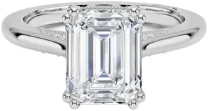 1 CT Emerald Cut Cathedral Crown Moissanite Engagement Ring, Handmade Wedding Ring, Milgrain Tacori Promise Ring, Christmas Gift For Her In 10K/14K/18K Solid Gold & 925 Sterling Silver