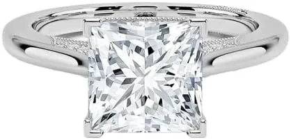 1 CT Princess Cut Cathedral Crown Moissanite Engagement Ring, Handmade Wedding Ring, Milgrain Tacori Promise Ring, Christmas Gift For Her In 10K/14K/18K Solid Gold & 925 Sterling Silver