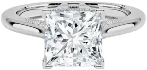 1 CT Princess Cut Cathedral Crown Moissanite Engagement Ring, Handmade Wedding Ring, Milgrain Tacori Promise Ring, Christmas Gift For Her In 10K/14K/18K Solid Gold & 925 Sterling Silver