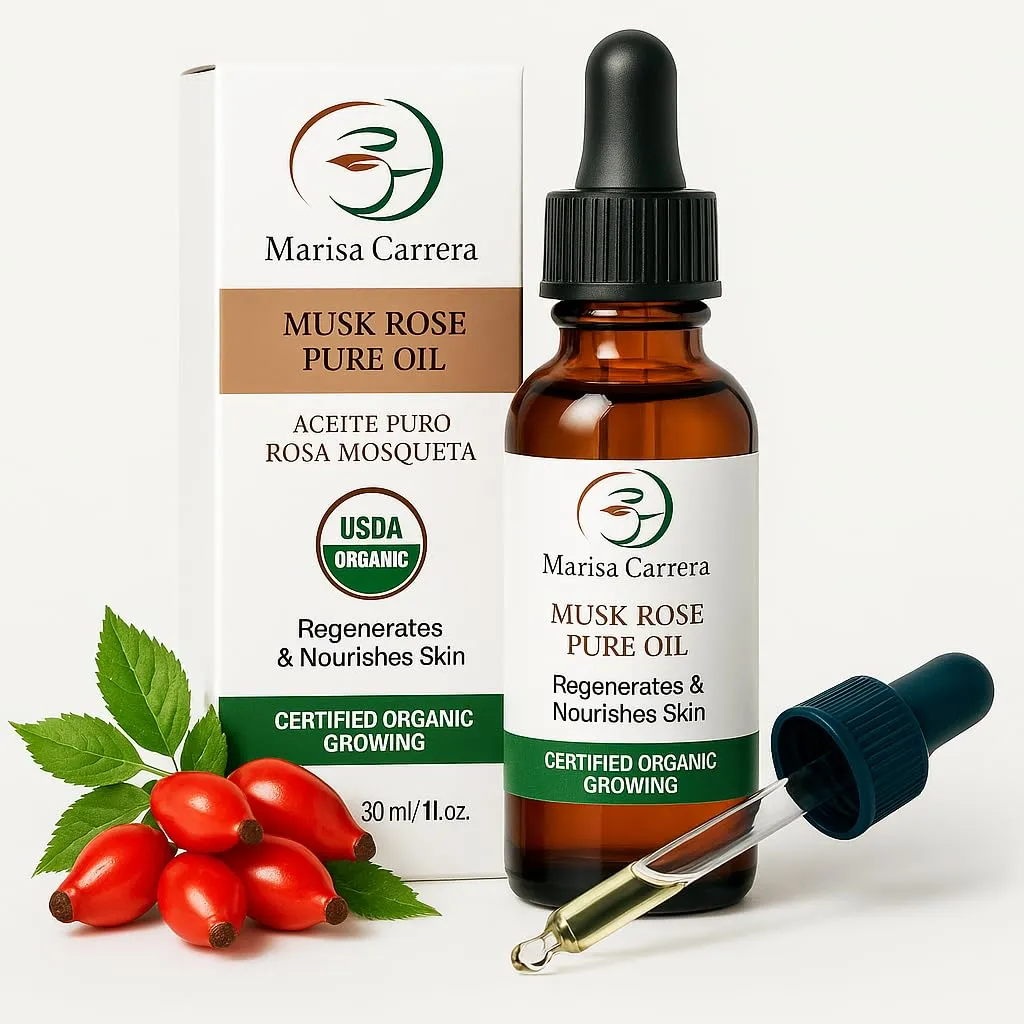 100% Certified Organic Growing Rosehip Oil/Aceite Puro De Rosa Mosqueta 30 Ml. / 1 Fl.oz.heals Dry Skin, Fine Lines, Acne Scars, Eczema, Psoriasis, Dermatitis, Sun Damage & More
