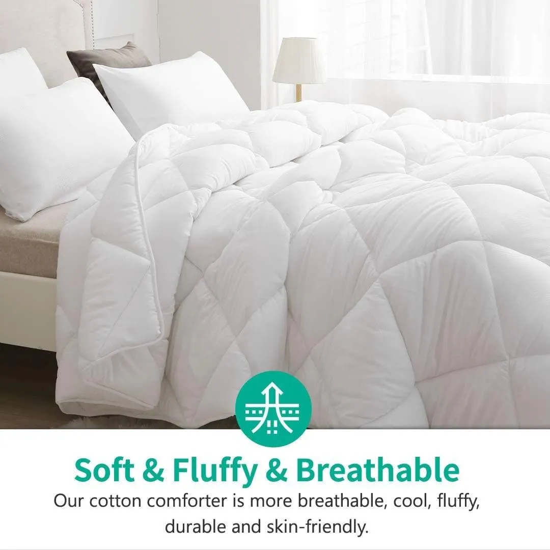 100% Cotton Lightweight Down Alternative Blanket with Satin Trim,Oversized King Size 600 GSM,Soft Fluffy,Baffle Box Stitched Only Comforter with 2 Pillowcovers(3 PC | Silver)