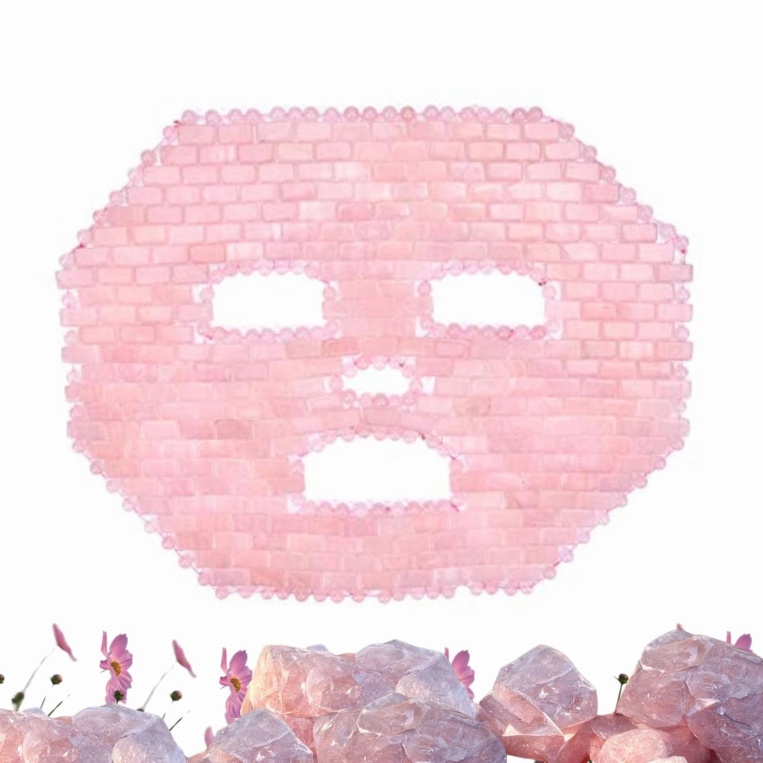 100% Authentic Rose Quartz Mask for Face and Eyes ｜Weighted Crystal Mask for Facials｜100% All Natural Cooling Stone Face Mask｜Diminish Puffiness｜Soothe Eye Fatigue｜Dark Circles｜Best Mother's Day Gift