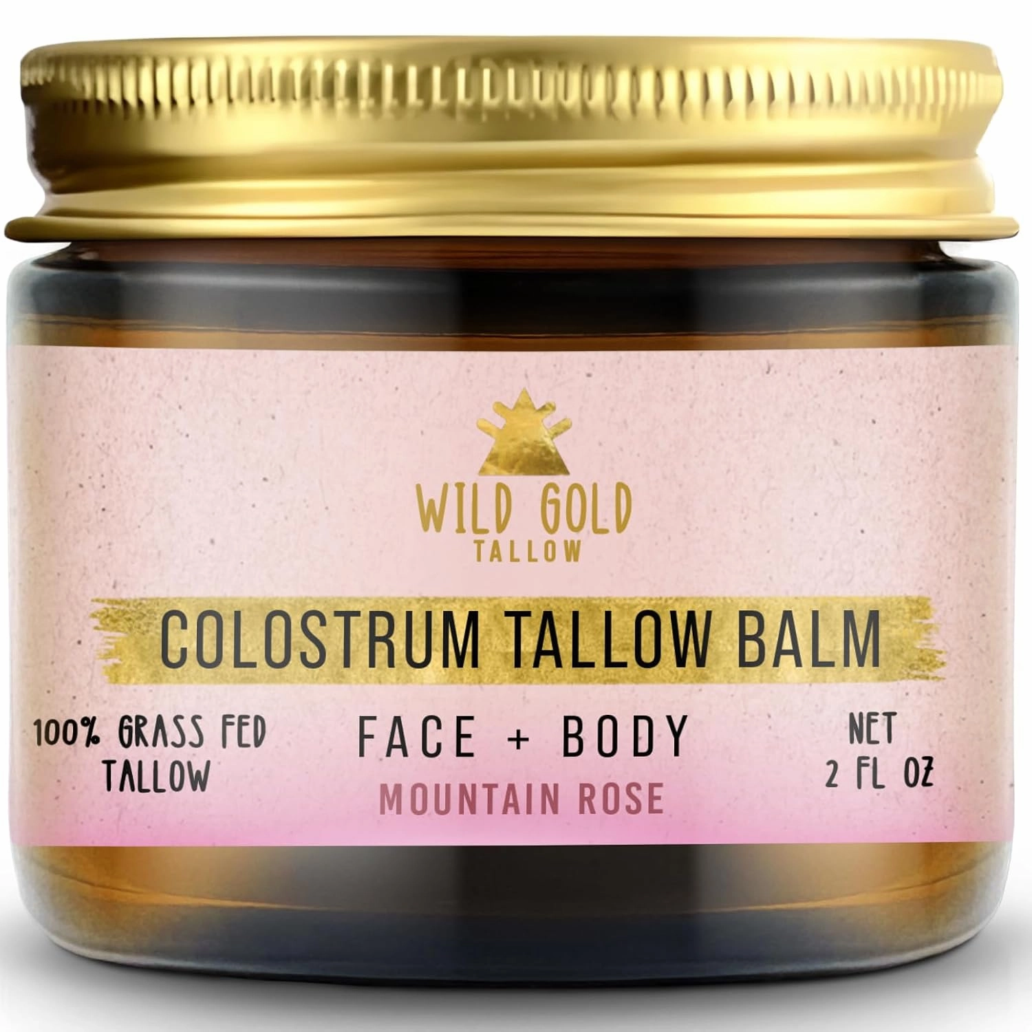 100% Grass Fed Tallow Balm with Colostrum & Emu Oil - Handmade Whipped Beef Tallow for Face and Body, Sensitive Skin Tallow Moisturizer made with True First Colostrum, (Mountain Rose)
