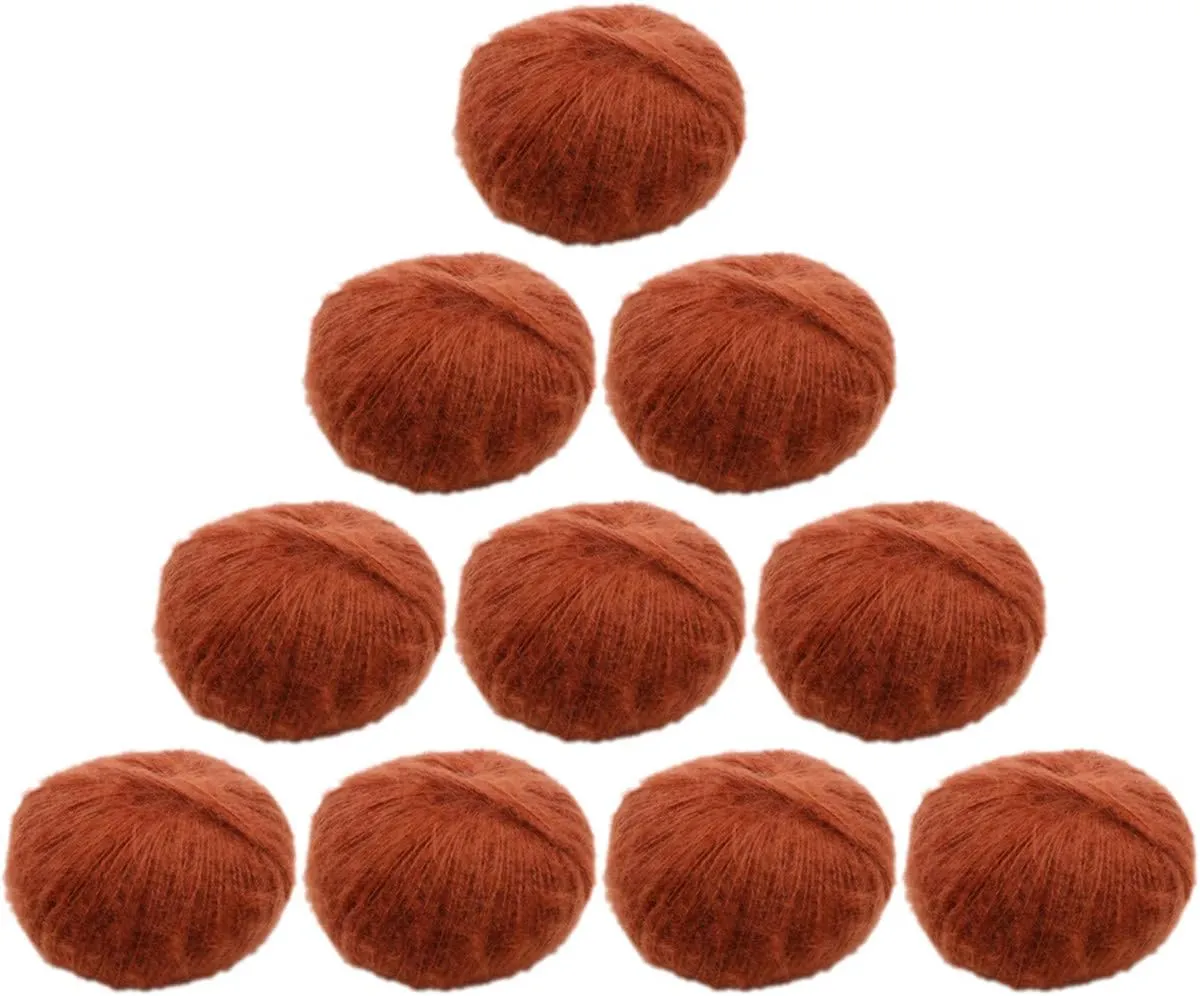 10pcs 250g 8.1oz Soild Color Angola Amorous Mohair Crochet Wool Yarn for DIY Handmade Knitted Crochet Baby Sweater Scarf Shawl Scarf Fine Thread Clothes Yarn Caramel