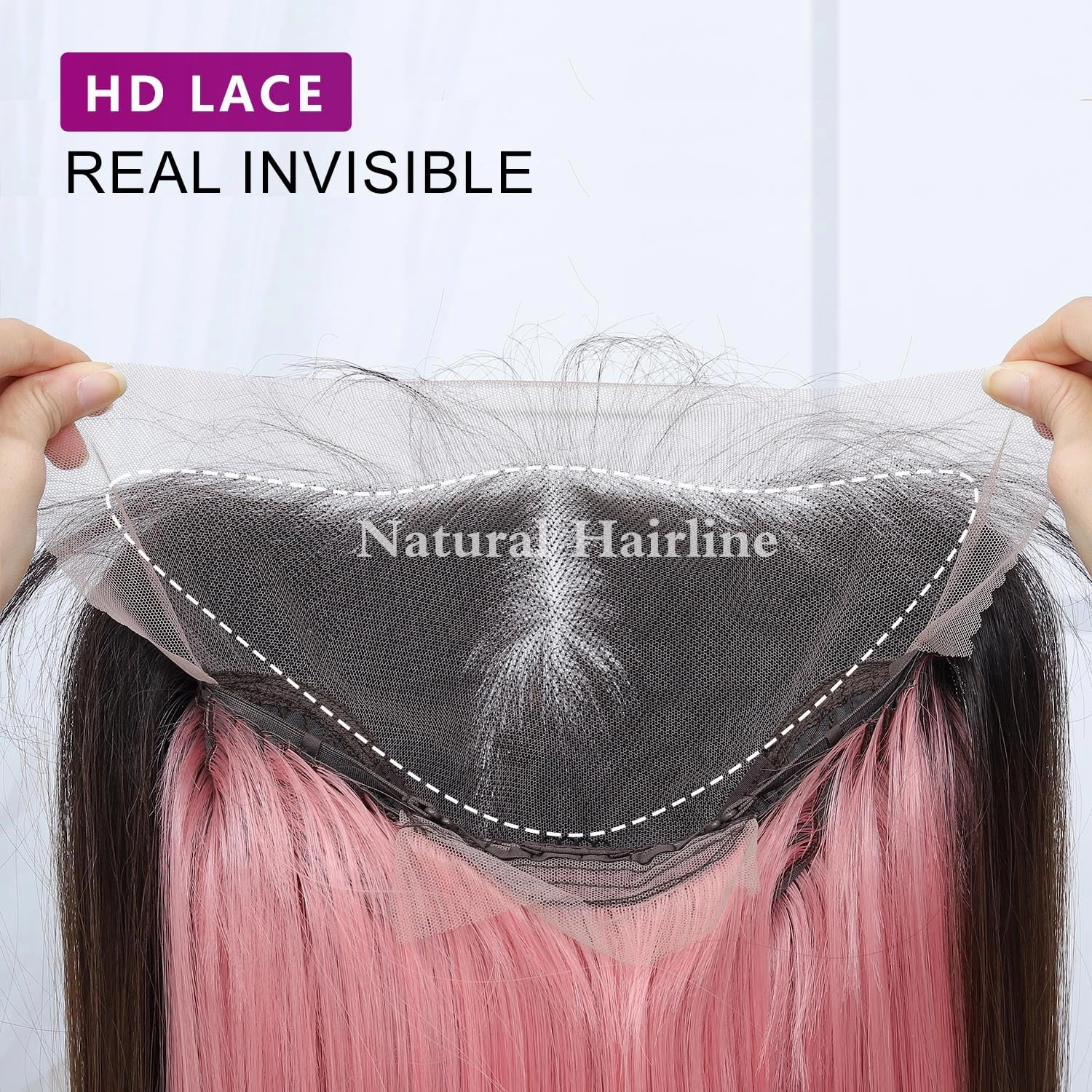 13x6 Synthetic Lace Front Wig - Glueless Ready to Wear 26" Pink Wigs for Black Women, Pre-Plucked Baby Hair Heat-Resistant Ombre Hot Pink Wig for Daily Party