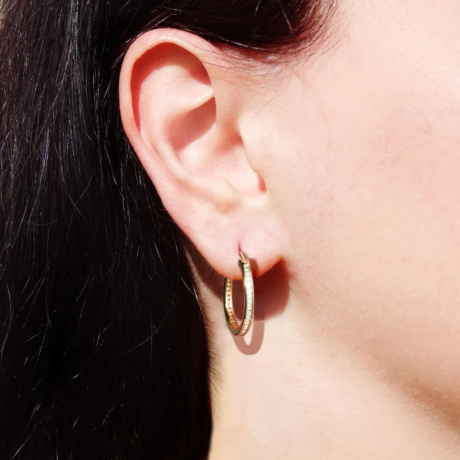 14K Gold Hoop Earrings for Women Cubic Zirconia Hoop Earrings for Women Radiant Gold Earring Hoops 20mm