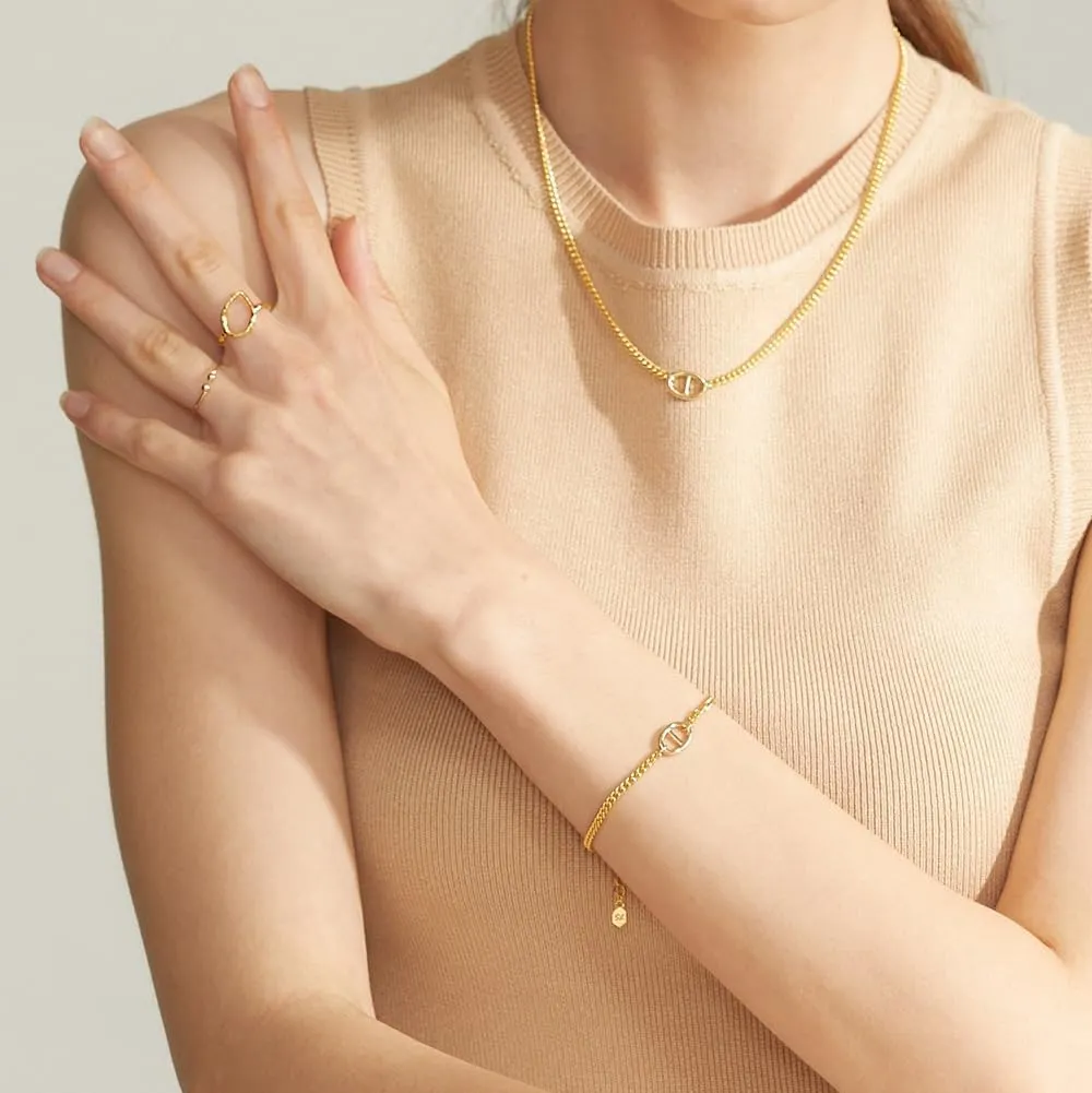 14K Gold Plated Dainty Layered Anchor Chain Bracelet for Women – Adjustable Minimalist Pendant Jewelry, Trendy Fashion Gift | Star & Anchor Bracelet