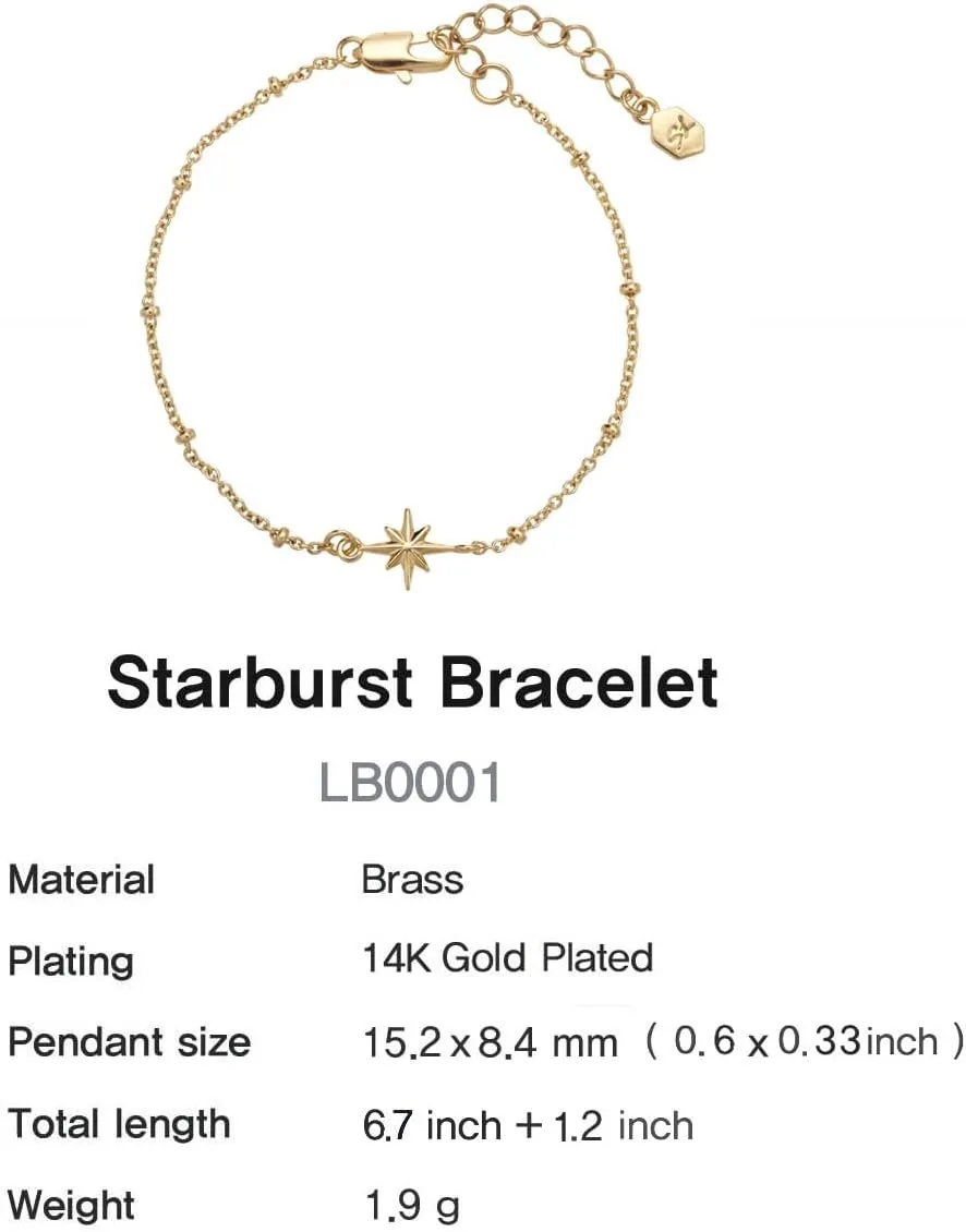 14K Gold Plated Dainty Layered Anchor Chain Bracelet for Women – Adjustable Minimalist Pendant Jewelry, Trendy Fashion Gift | Star & Anchor Bracelet