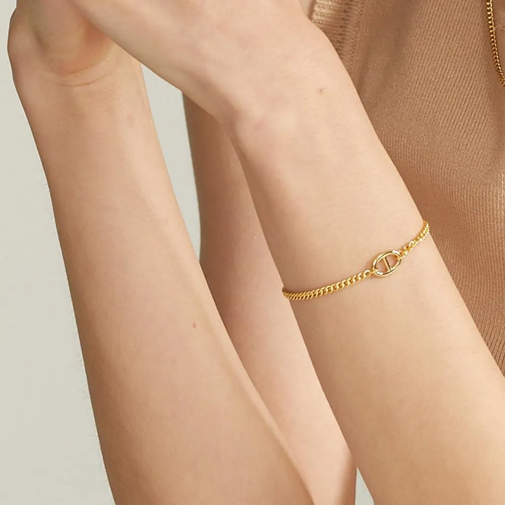 14K Gold Plated Dainty Layered Anchor Chain Bracelet for Women – Adjustable Minimalist Pendant Jewelry, Trendy Fashion Gift | Star & Anchor Bracelet
