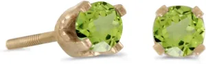 14k Petite Yellow Gold Round Peridot Screw-back Stud Earrings