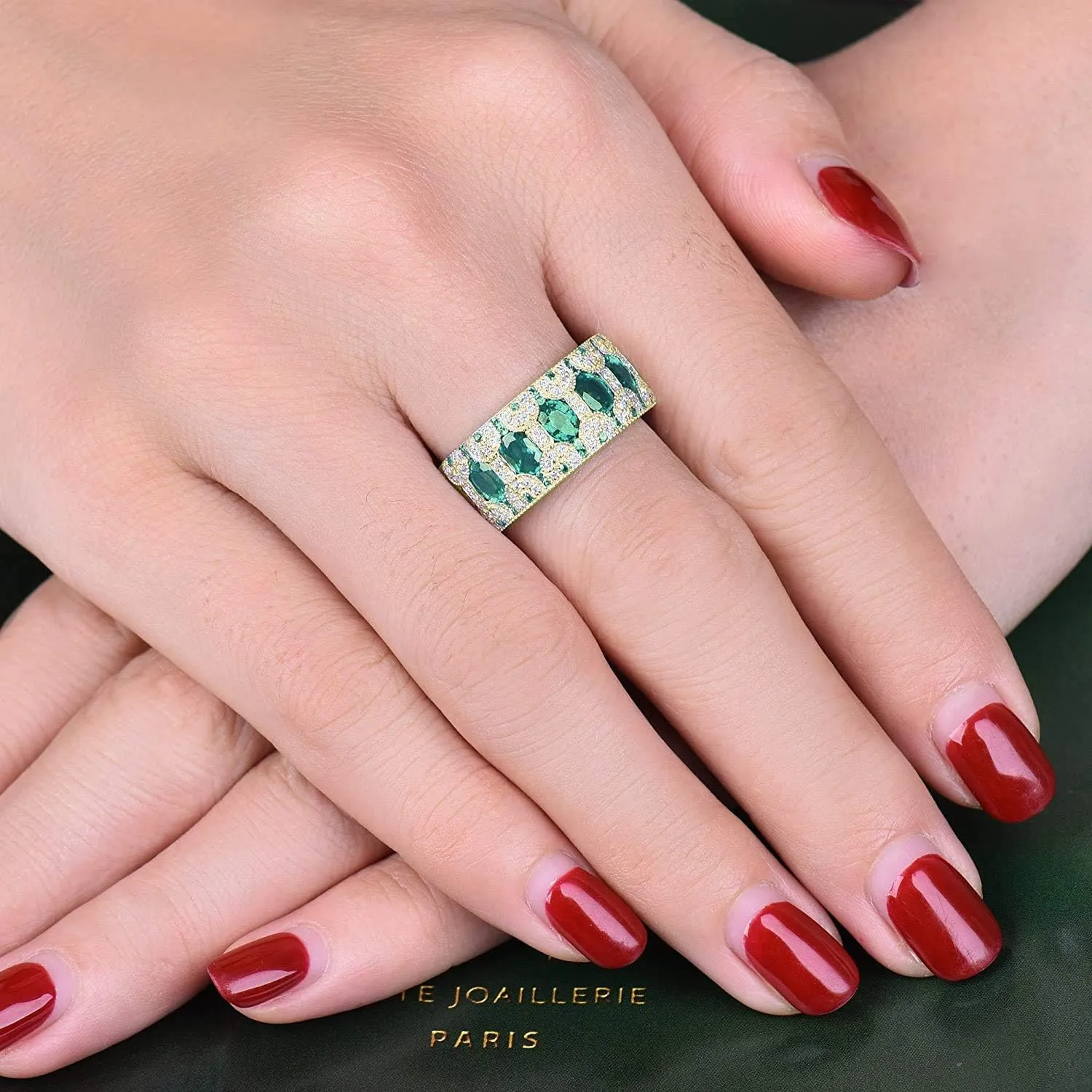 14k Rose White Yellow Gold Beautiful Natural Emerald Sapphire Ruby Engagement Rings Wedding Band for Women Promotion
