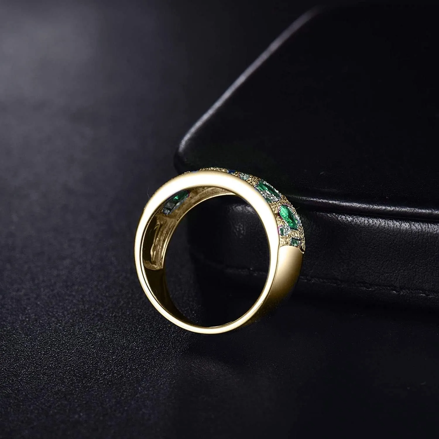 14k Rose White Yellow Gold Beautiful Natural Emerald Sapphire Ruby Engagement Rings Wedding Band for Women Promotion