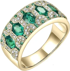 14k Rose White Yellow Gold Beautiful Natural Emerald Sapphire Ruby Engagement Rings Wedding Band for Women Promotion