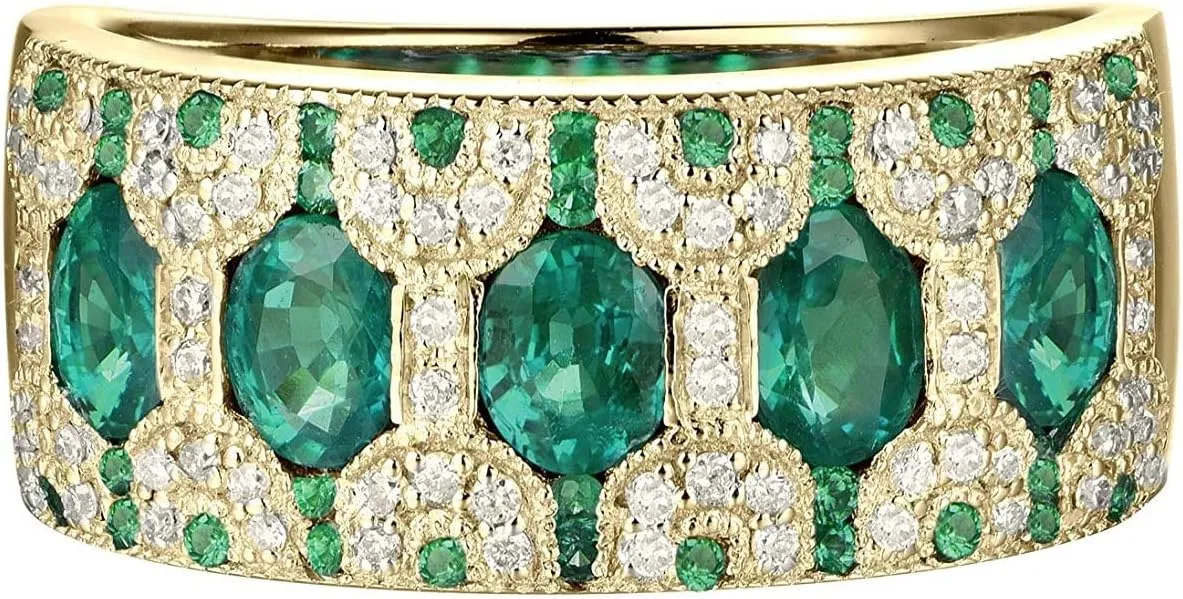 14k Rose White Yellow Gold Beautiful Natural Emerald Sapphire Ruby Engagement Rings Wedding Band for Women Promotion