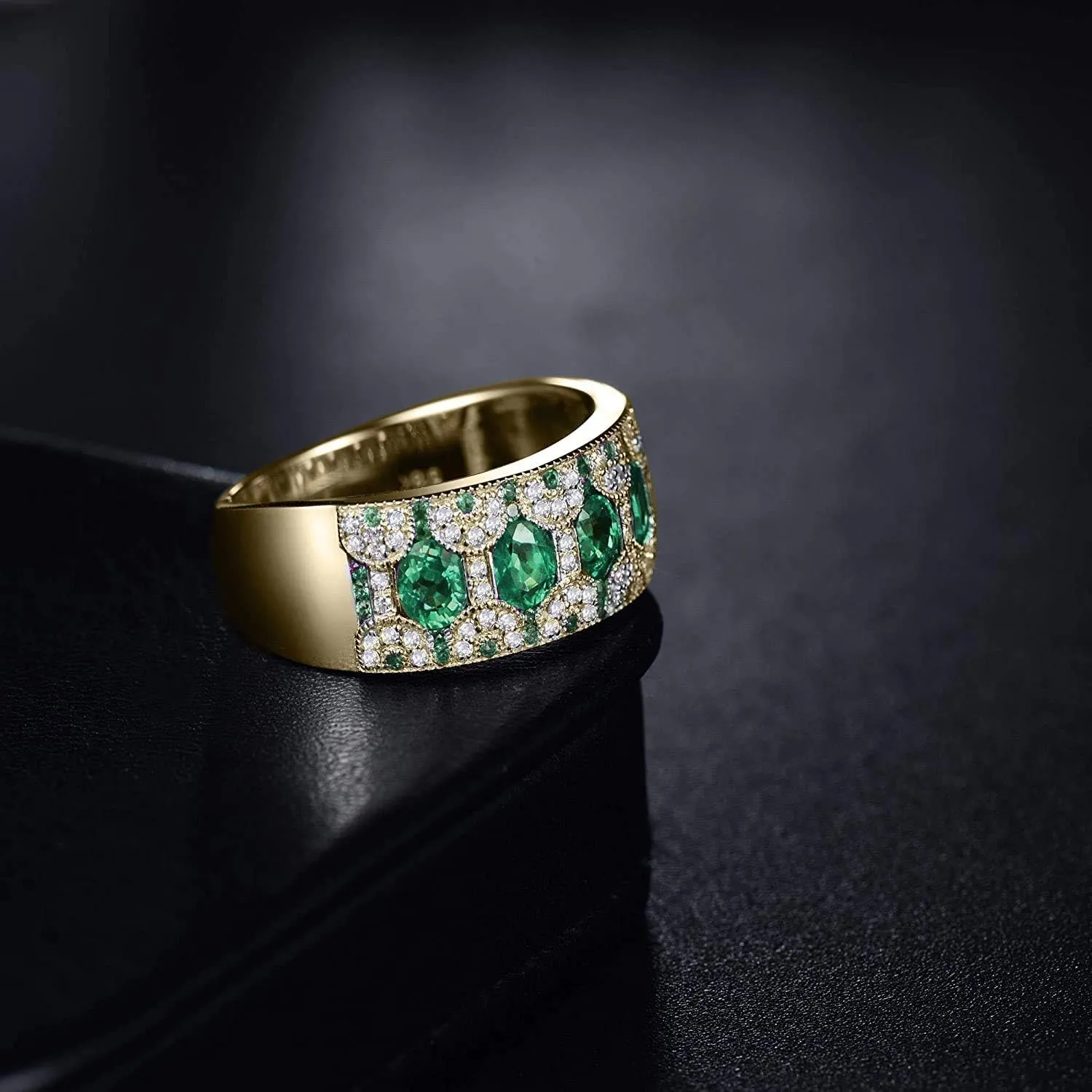 14k Rose White Yellow Gold Beautiful Natural Emerald Sapphire Ruby Engagement Rings Wedding Band for Women Promotion