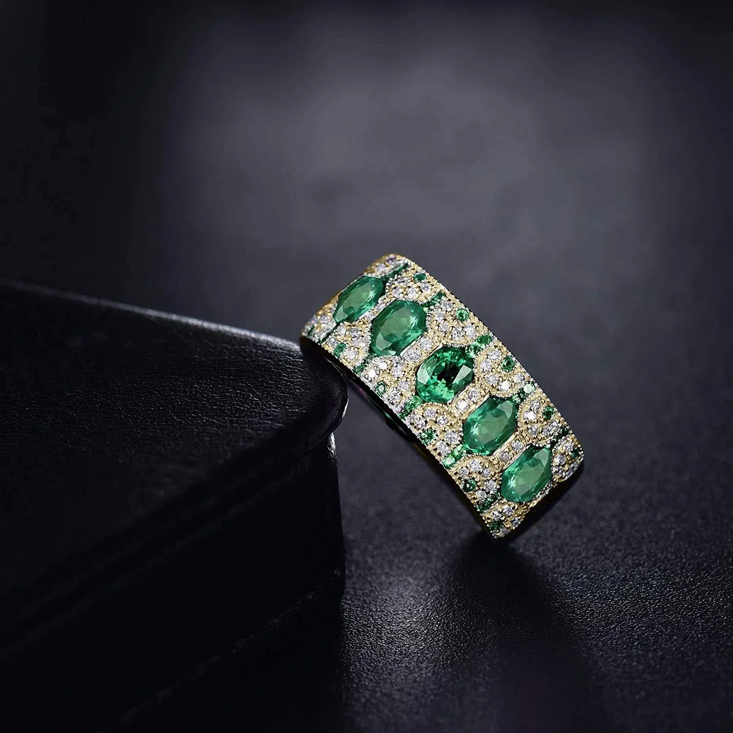 14k Rose White Yellow Gold Beautiful Natural Emerald Sapphire Ruby Engagement Rings Wedding Band for Women Promotion