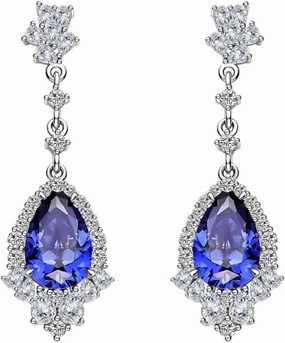 14K Gold Luxurious Gemstones Drop Earrings, Elegant 8 * 12mm Sapphire Accents, The Quintessential Accessory for Sophisticated Ladies