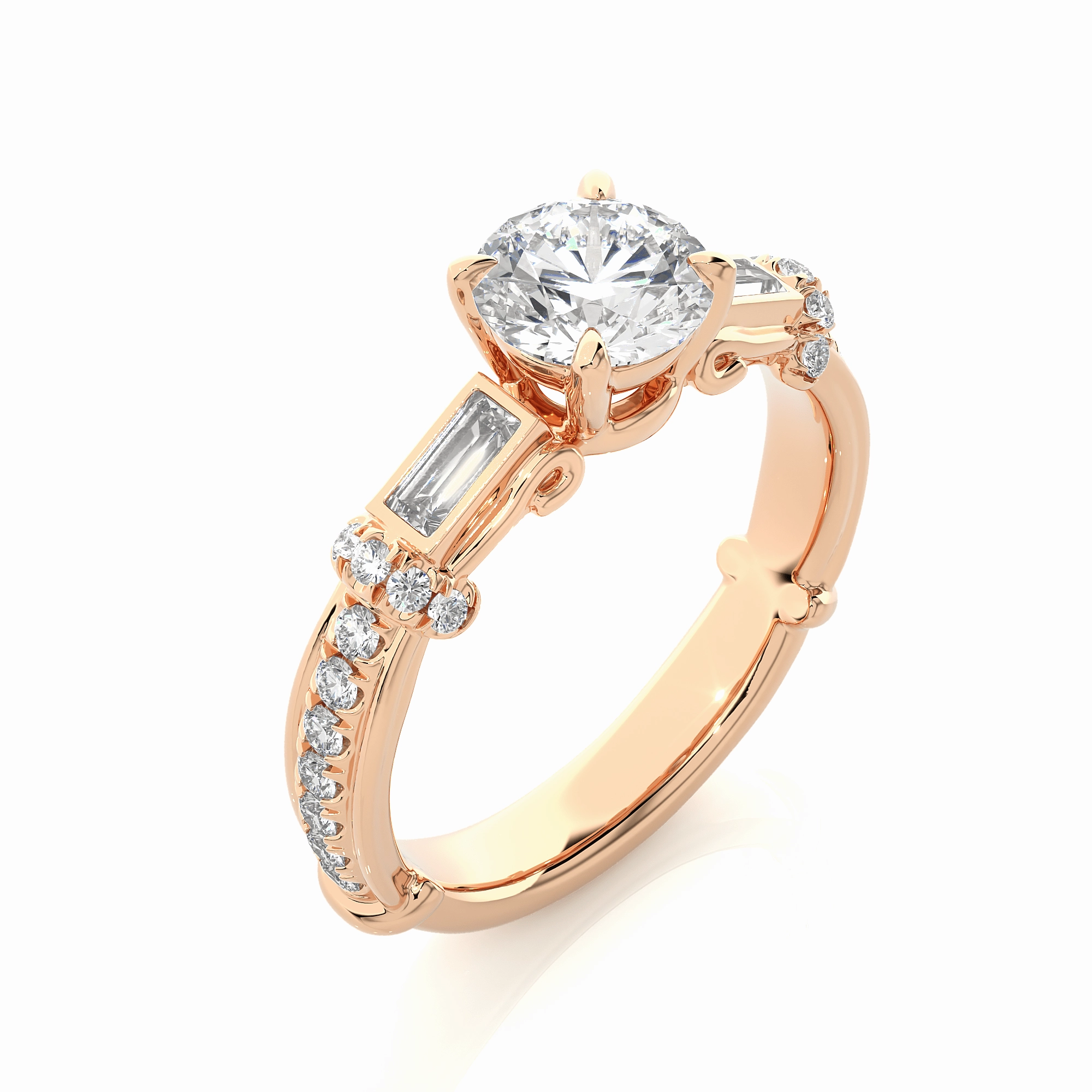 14K rose gold ring with 1.5ct natural diamond