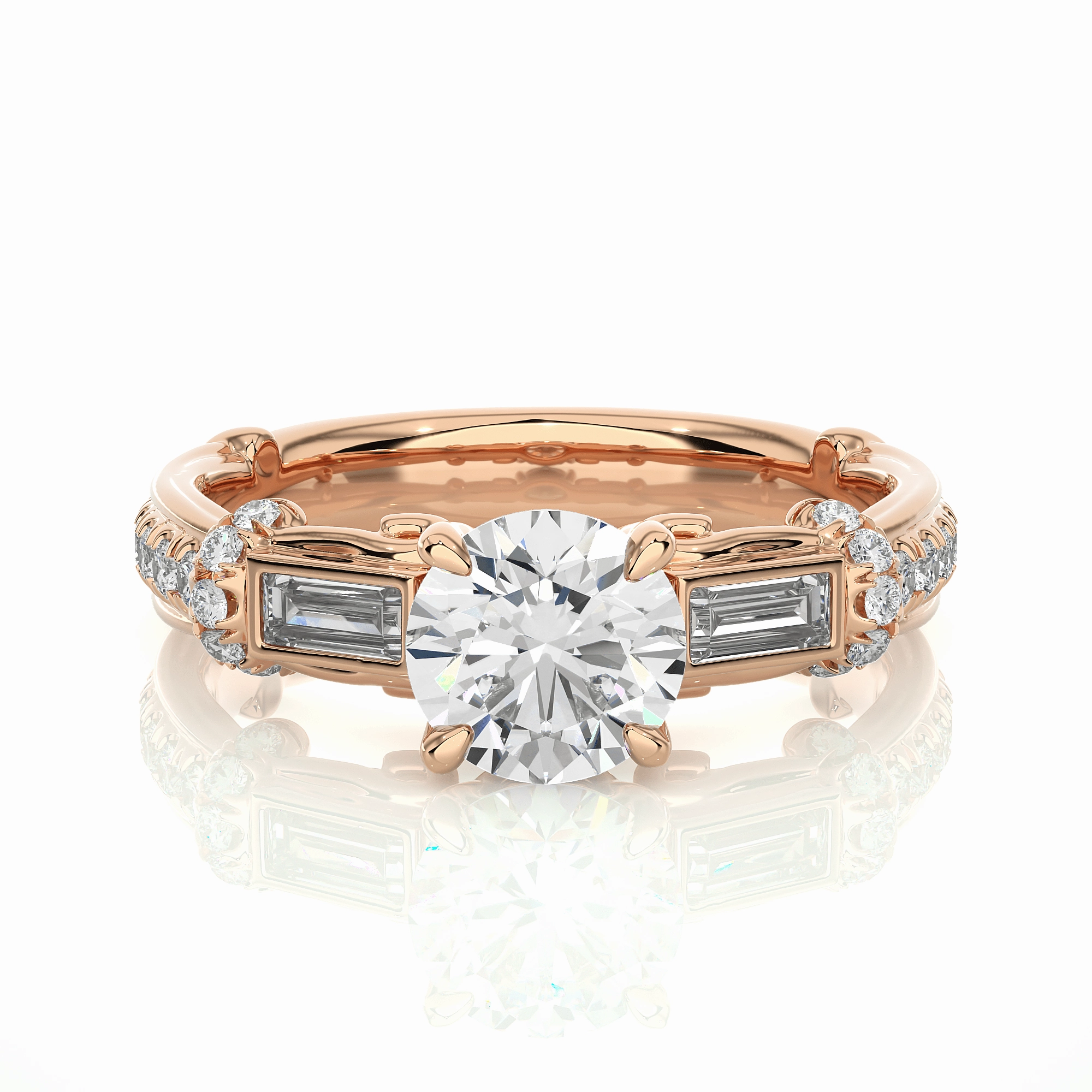 14K rose gold ring with 1.5ct natural diamond