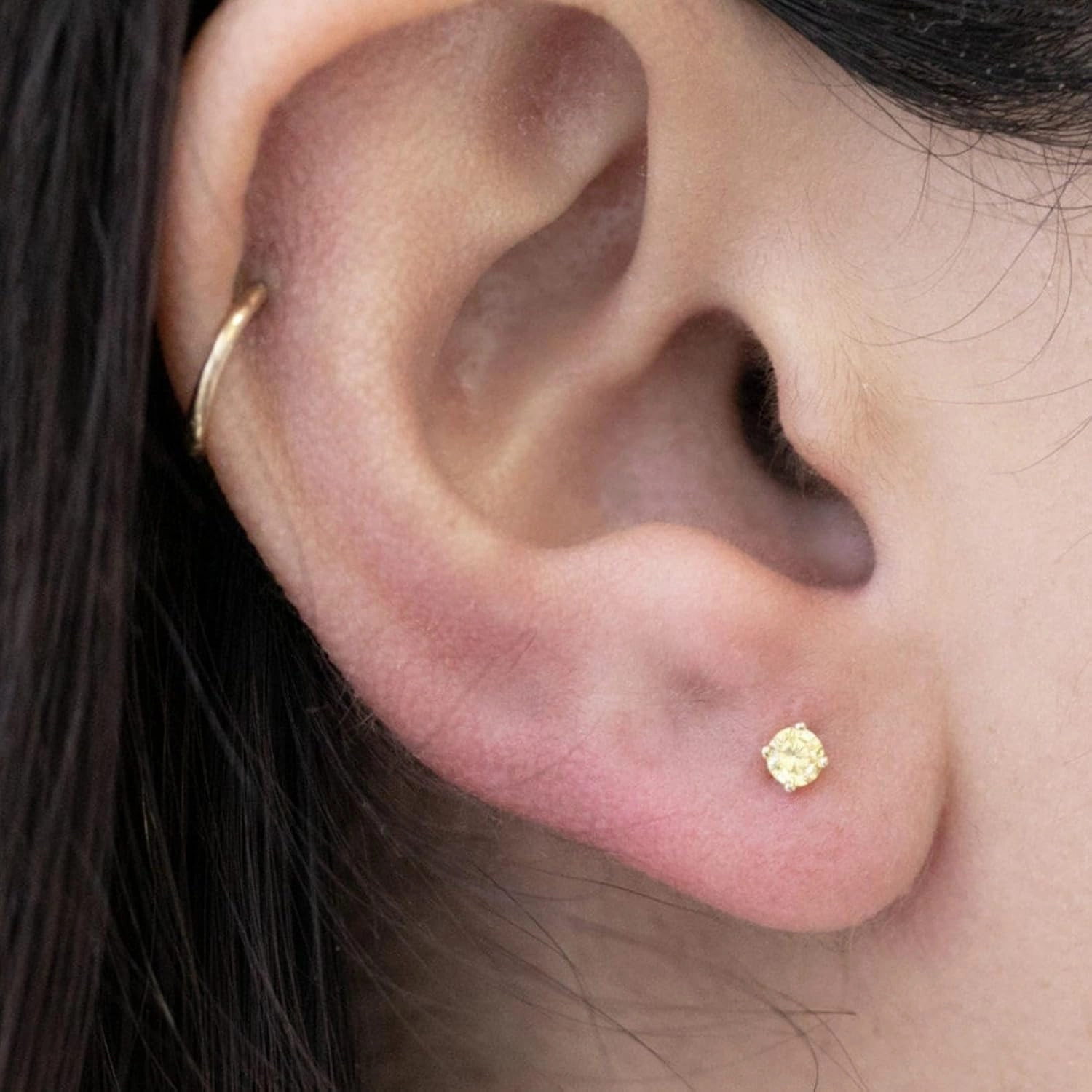 14K Solid Gold Birthstone Flat Back Stud Earring for Women Cartilage Earring Threaded Earlobe Tragus Helix Piercing Jewelry Nose Ring Gemstone Earring for Upper Ear Minimalist SINGLE STUD or PAIR