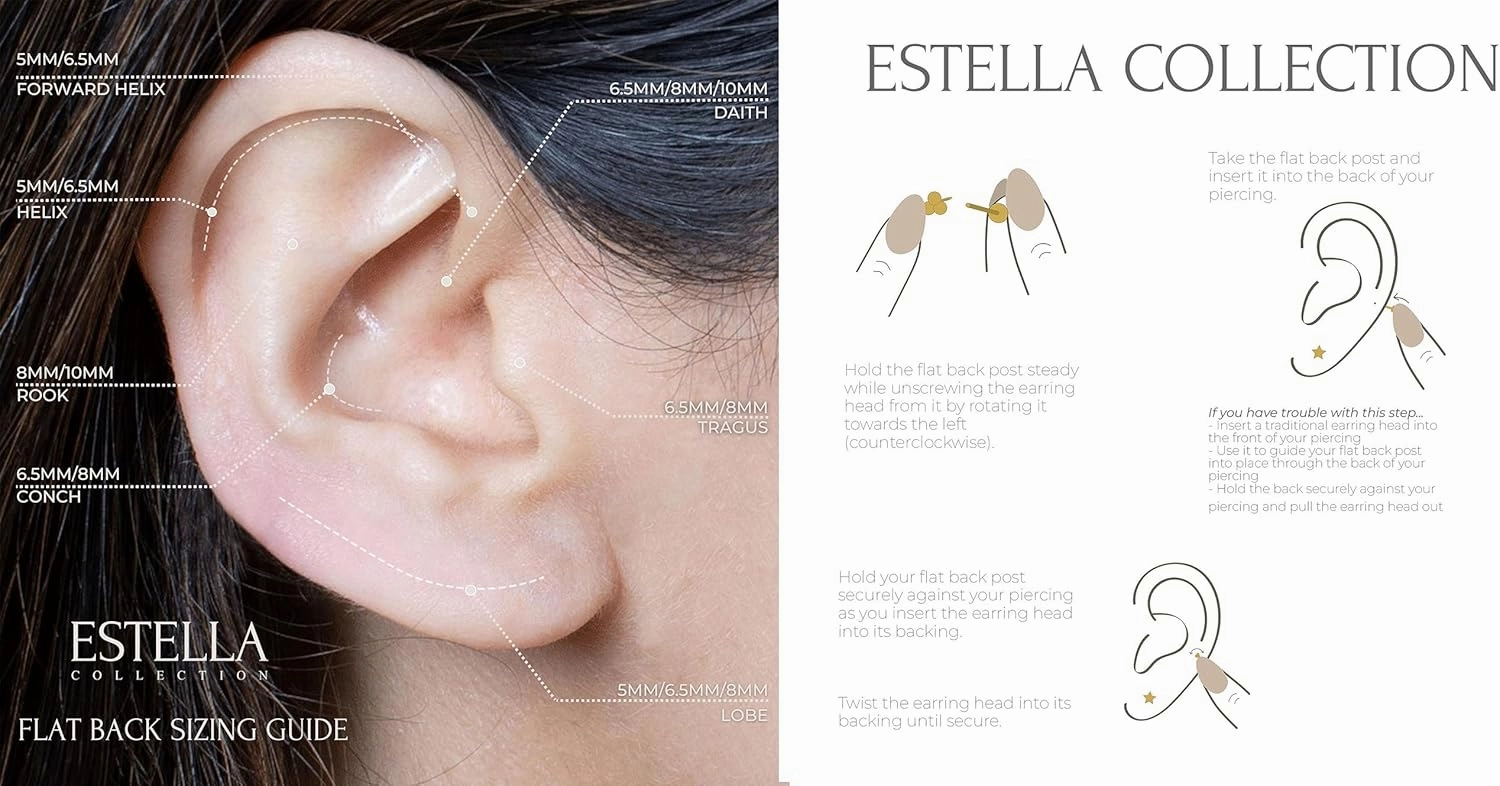 14K Solid Gold Birthstone Flat Back Stud Earring for Women Cartilage Earring Threaded Earlobe Tragus Helix Piercing Jewelry Nose Ring Gemstone Earring for Upper Ear Minimalist SINGLE STUD or PAIR