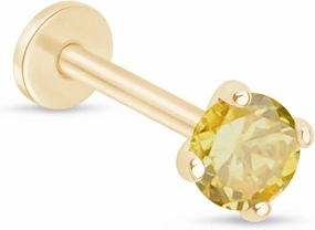 14K Solid Gold Birthstone Flat Back Stud Earring for Women Cartilage Earring Threaded Earlobe Tragus Helix Piercing Jewelry Nose Ring Gemstone Earring for Upper Ear Minimalist SINGLE STUD or PAIR