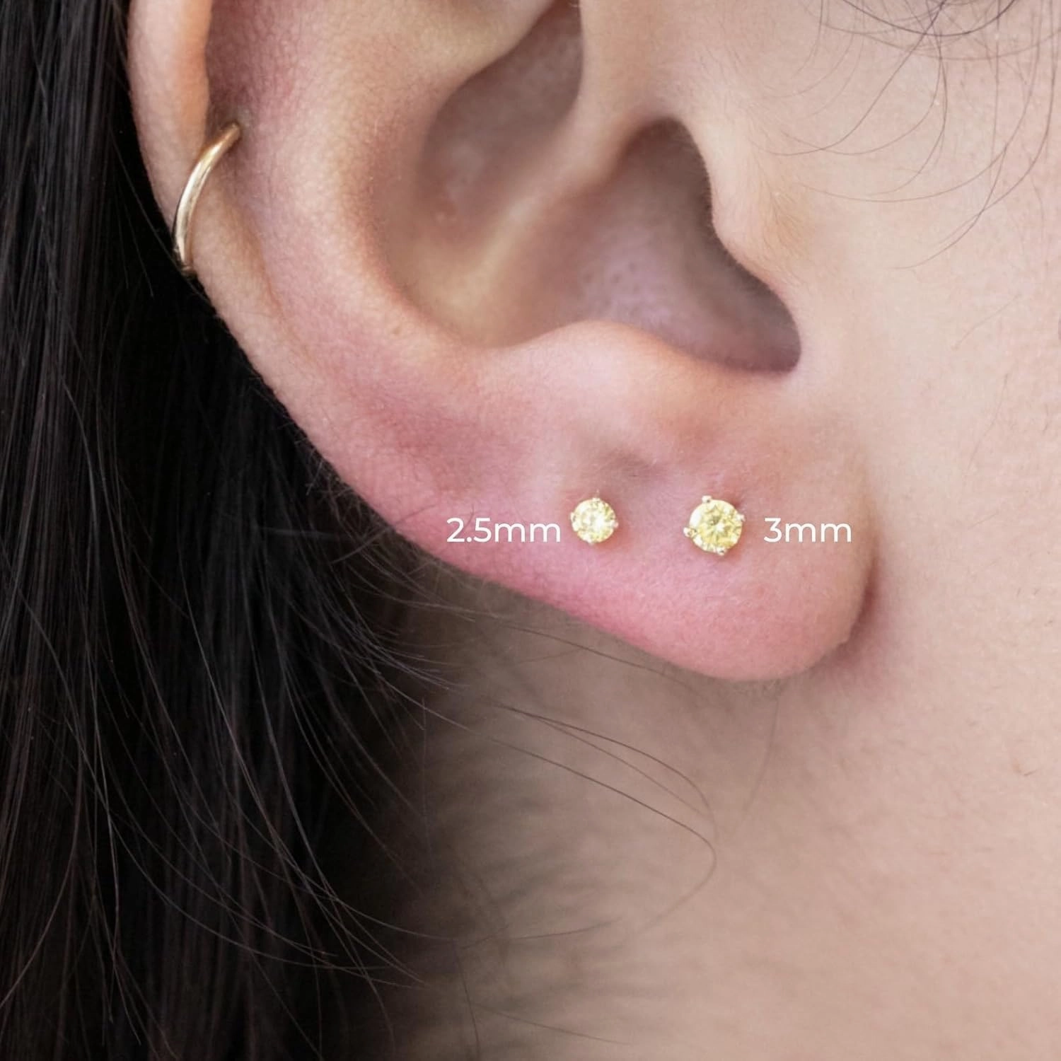 14K Solid Gold Birthstone Flat Back Stud Earring for Women Cartilage Earring Threaded Earlobe Tragus Helix Piercing Jewelry Nose Ring Gemstone Earring for Upper Ear Minimalist SINGLE STUD or PAIR