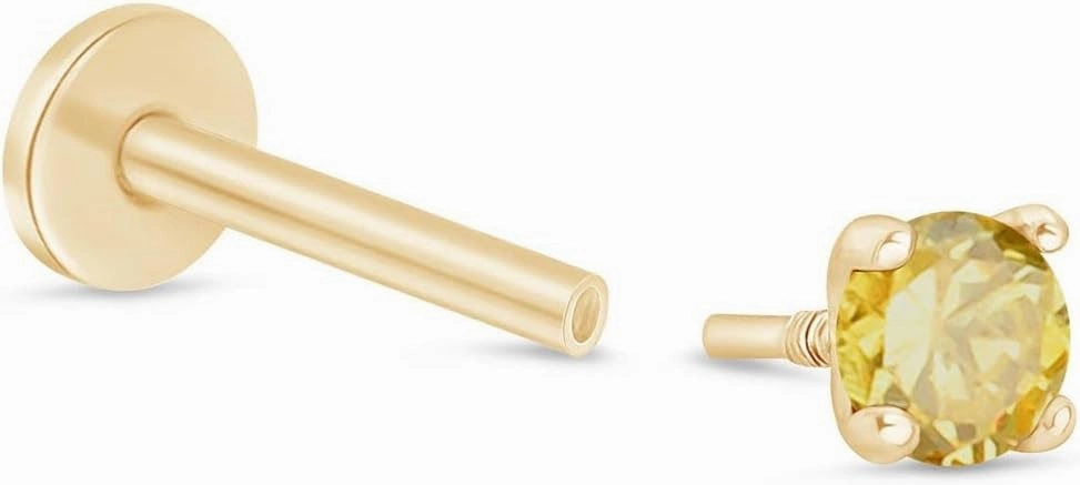 14K Solid Gold Birthstone Flat Back Stud Earring for Women Cartilage Earring Threaded Earlobe Tragus Helix Piercing Jewelry Nose Ring Gemstone Earring for Upper Ear Minimalist SINGLE STUD or PAIR